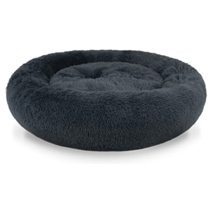 Cuccia rotonda a ciambella in morbido peluche grigio scuro