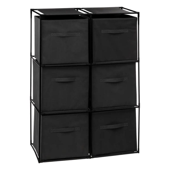 Etagère 6 cases avec 6 boîtes de rangement "Mix N  Modul" noir