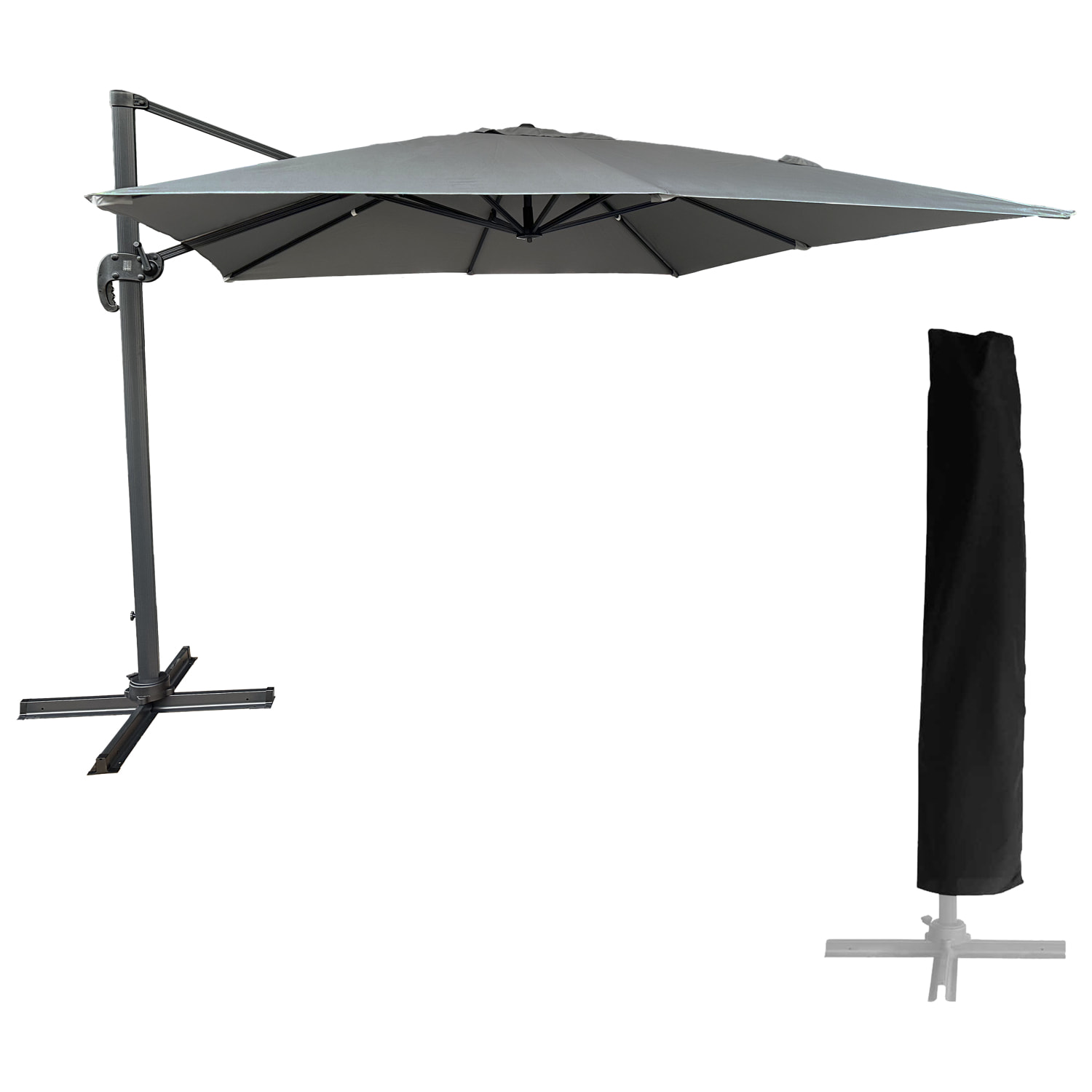 Parasol déporté MOLOKAI carré avec housse -