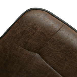 Set di 4 sedie PARIGI in ecopelle castagna e gambe in metallo nero, con braccioli