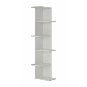 Libreria Dlunett, Scaffale da ufficio, Mobile portalibri, Biblioteca, 37x24h141 cm, Bianco