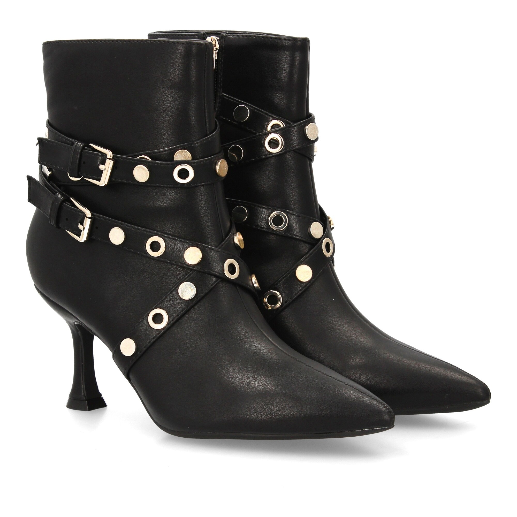 Botín elegante con tiras y hebillas.