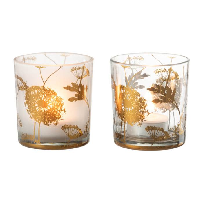 J-Line photophore Pissenlit - verre - transparent/or - small - 2 pcs