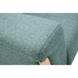 Fauteuil scandinave en tissu vert de gris et bois clair FJORD