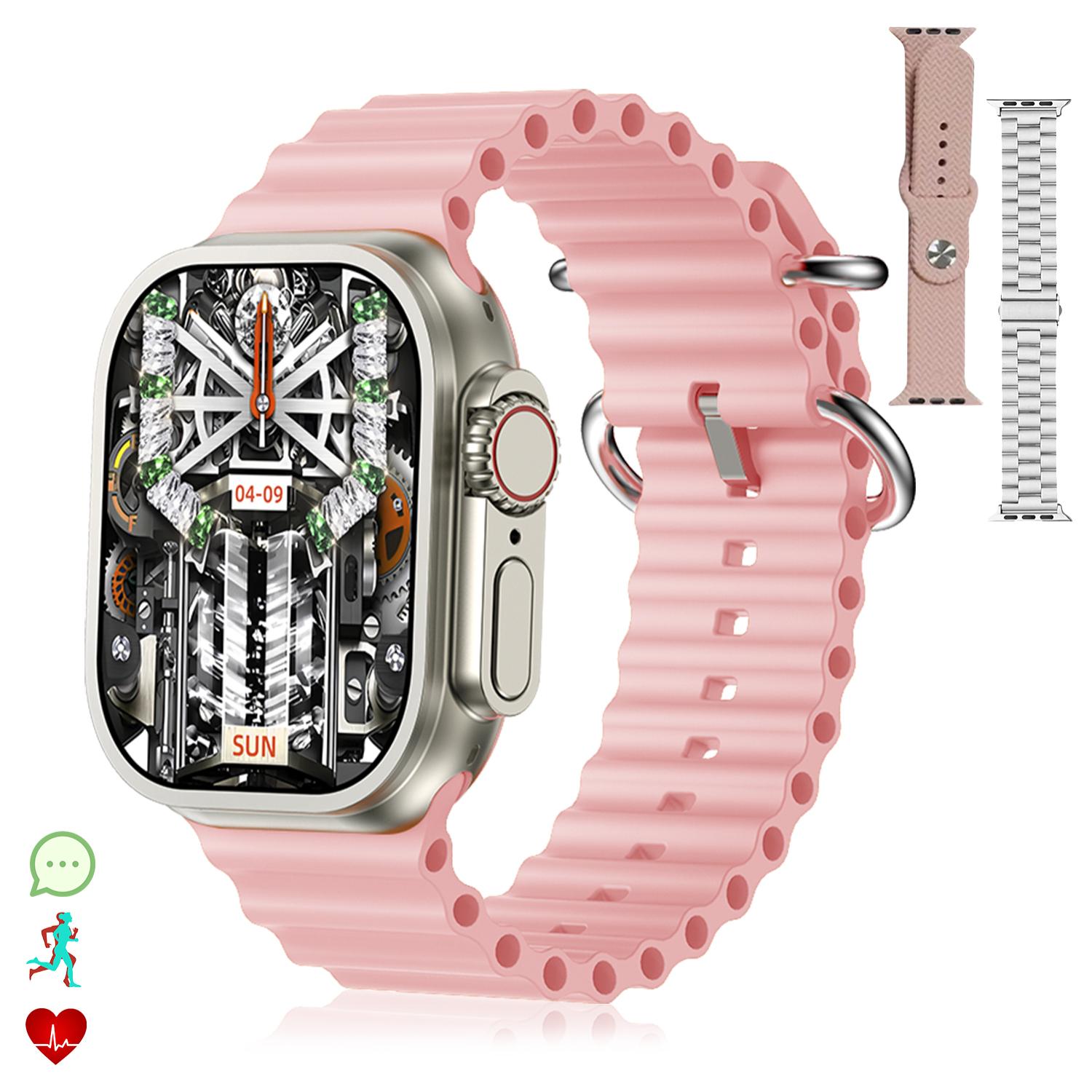 DAM Smartwatch Z87 Ultra triple pulsera. Funciones outdoor, llamadas BT, notificaciones push. Decenas de modos deportivos. 4,4x1,3x4,9 Cm. Color: Rosa