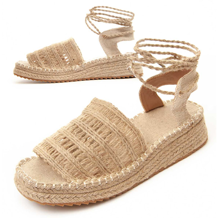 Sandalias de Cuña - Beige - Altura: 3 cm