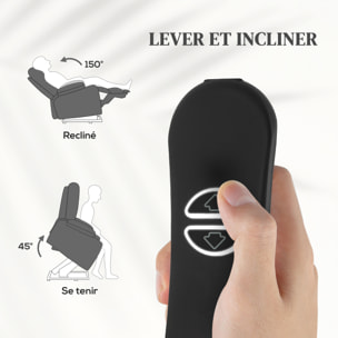 Fauteuil releveur électrique massant chauffant inclinable port USB synthétique gris clair