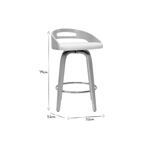 Tabourets de bar design bois clair et polyuréthane blanc 65cm pivotant 360° (lot de 2) MANO