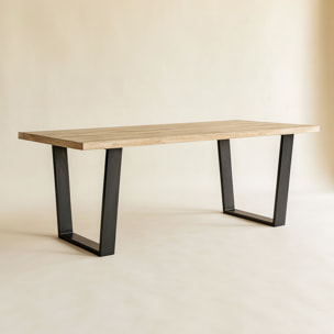 Table en bois d'acacia et pieds en métal noir 235cm HERA