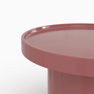 Lot de 3 tables basses laquées blanches, vert olive et rouge en MDF - Nora