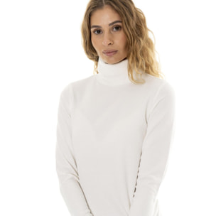 Camiseta de mujer con cuello alto y manga larga acanalada "Pearl"