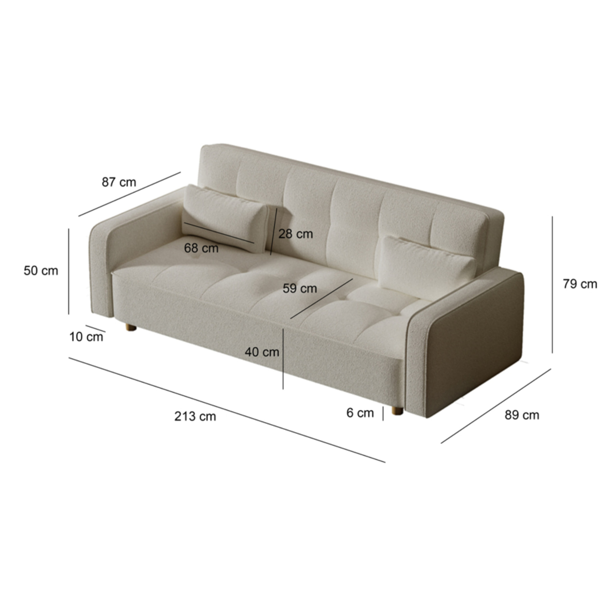 Canapé scandinave convertible 3 places en tissu bleu canard COOPER