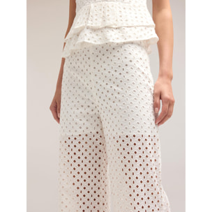 Motivi - Weite Hose aus Lochstickerei - Blanco