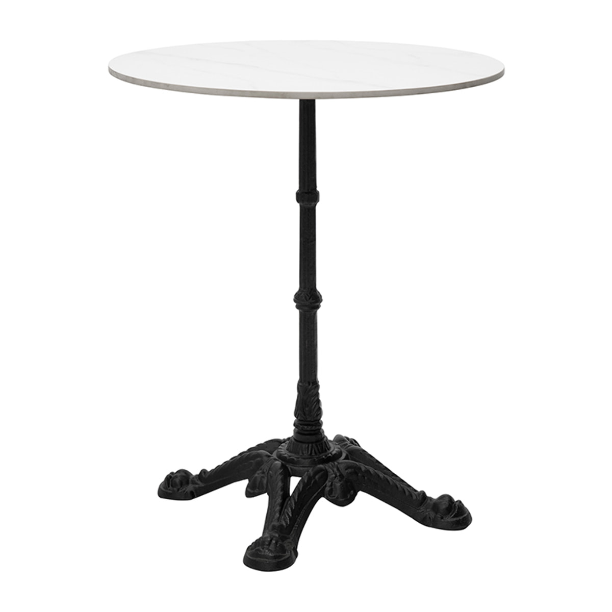 Table bistrot ronde en pierre minérale et métal noir D60 cm CONTY