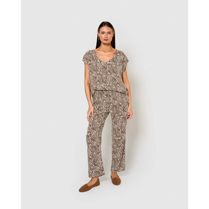 Pantalón viscosa uda marrón