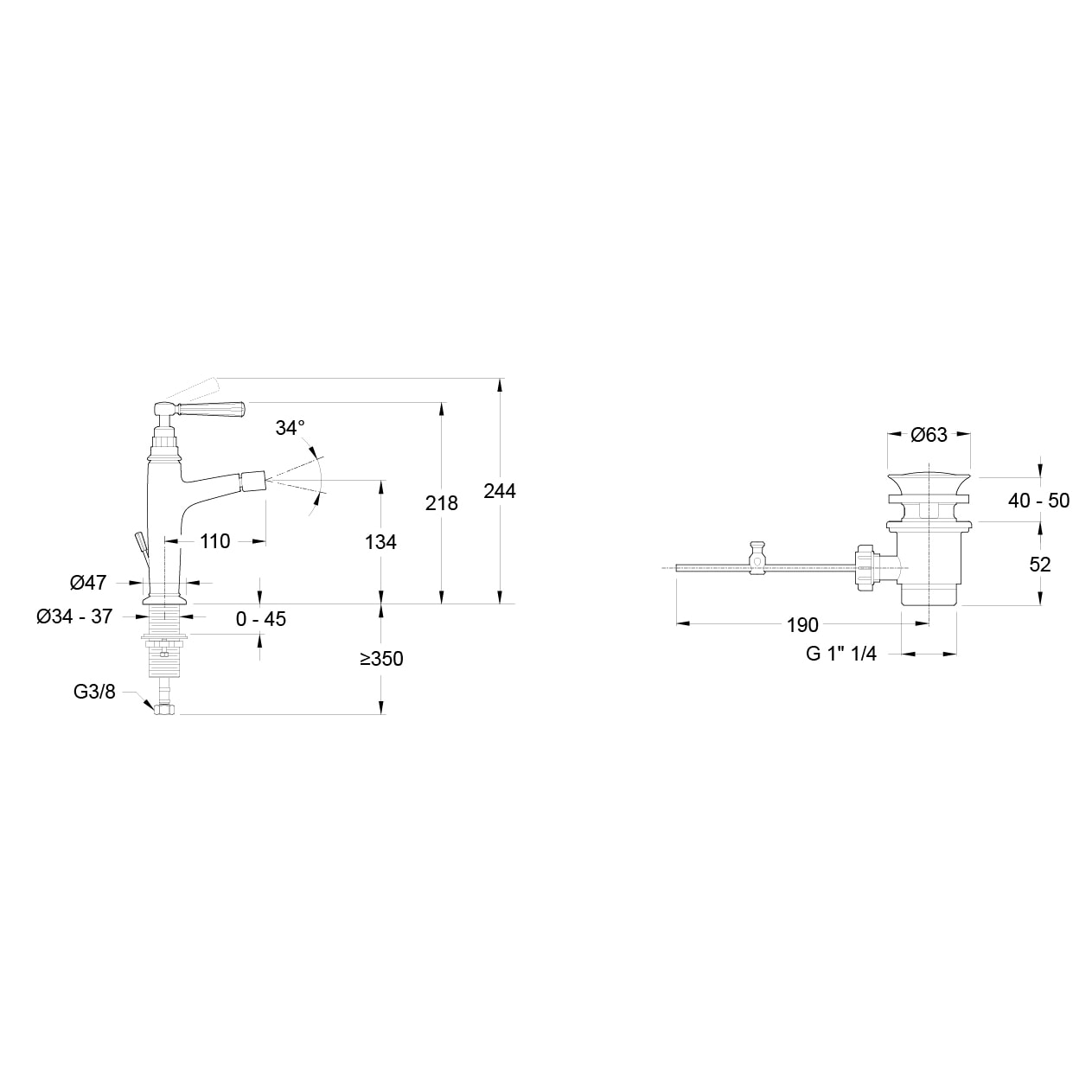 - Mitigeur bidet Cleo - Or beige