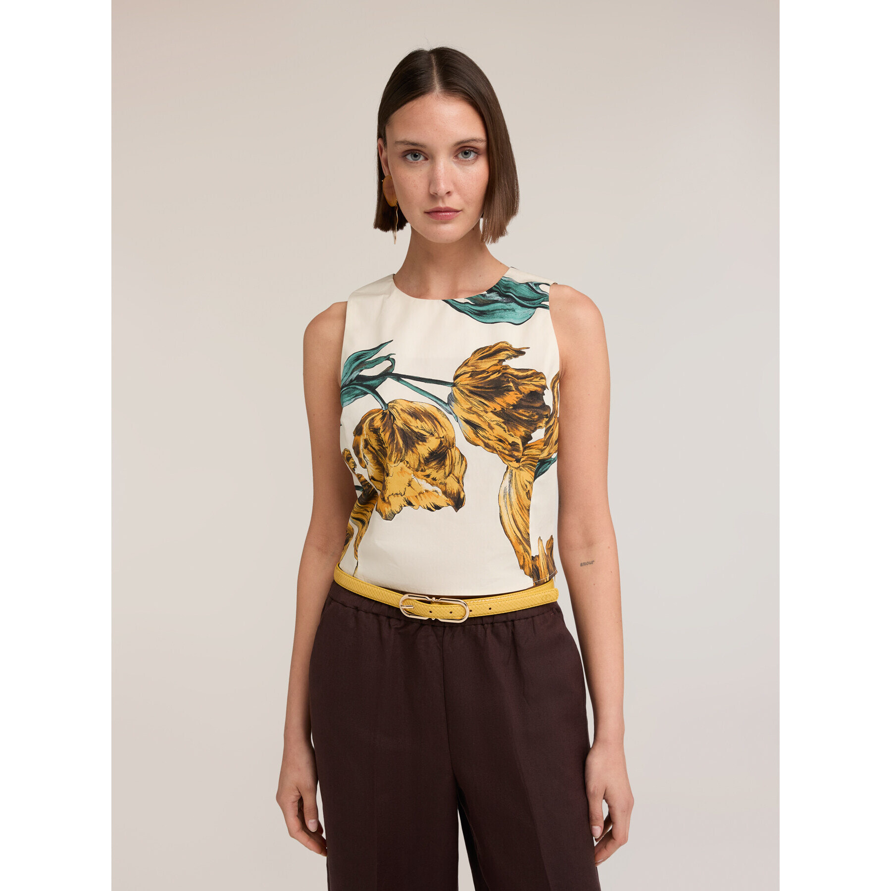 Motivi - Top de popelina con estampado floral - Blanco