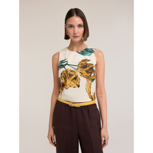 Motivi - Top de popelina con estampado floral - Blanco