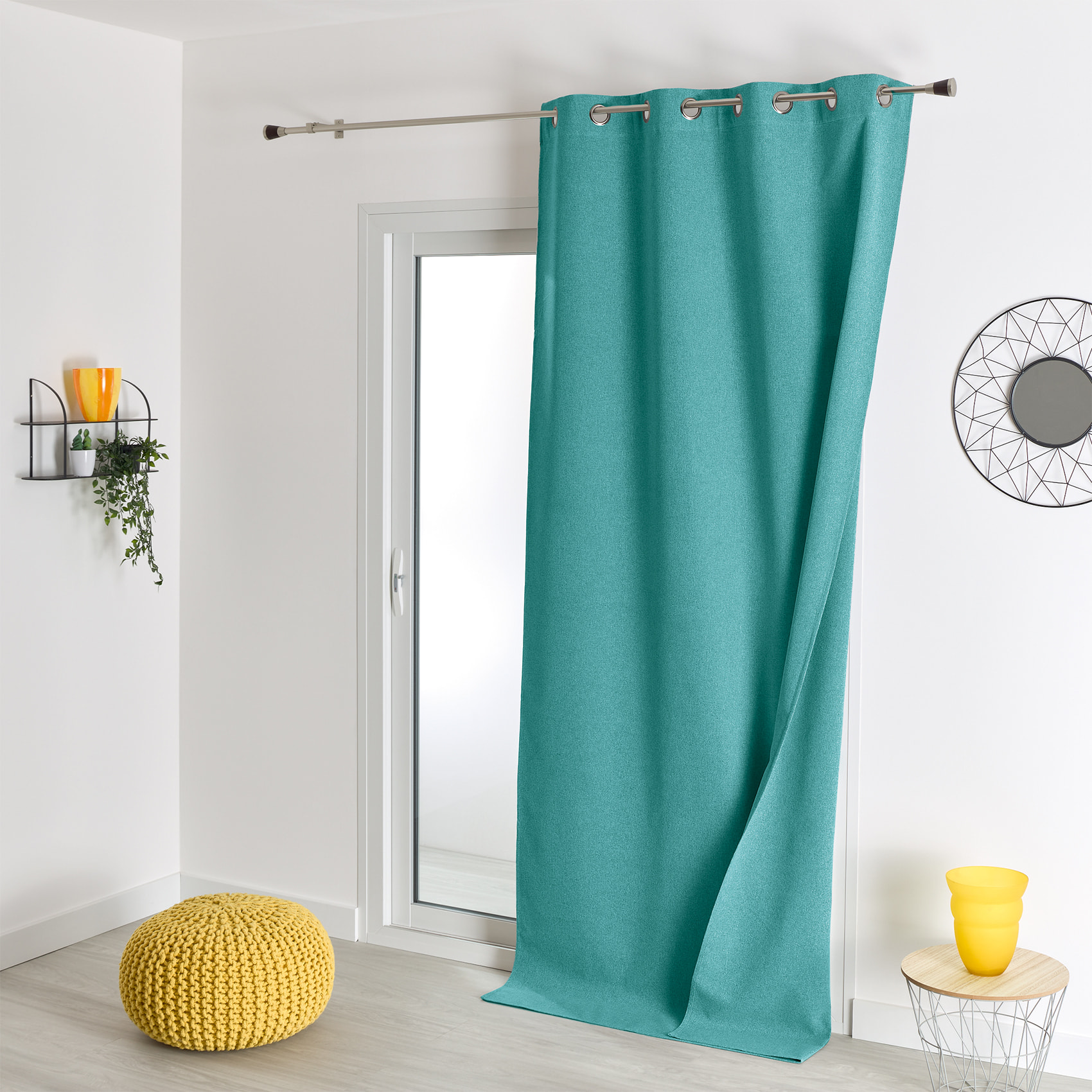 Rideau 100% occultant thermique phonique chiné - Turquoise