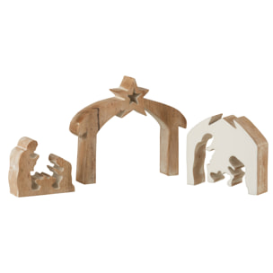 J-Line décoration Crèche Simple - bois - blanc - large