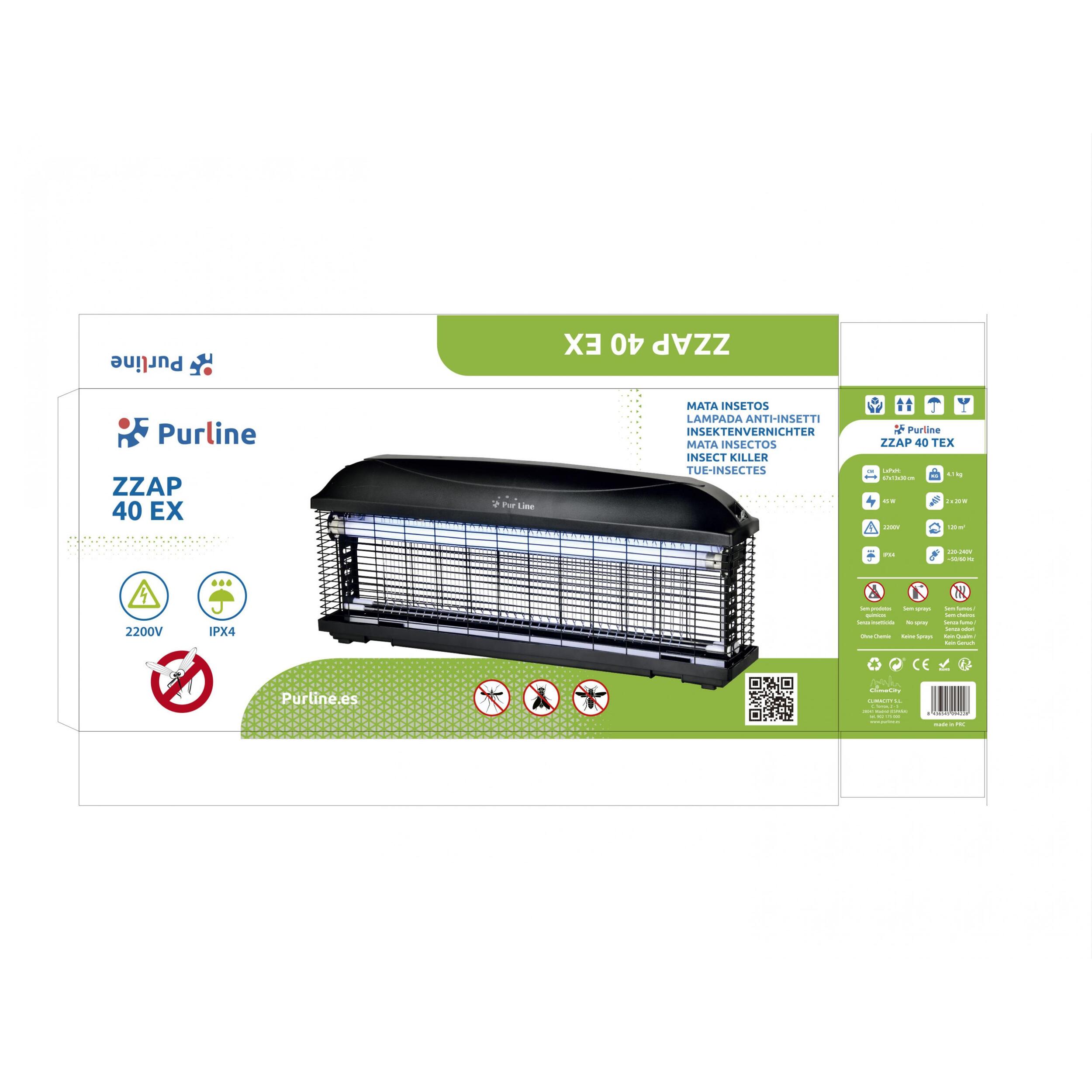 Mata insectos profesional 45W con luz ultravioleta ZZAP 40 EX PURLINE
