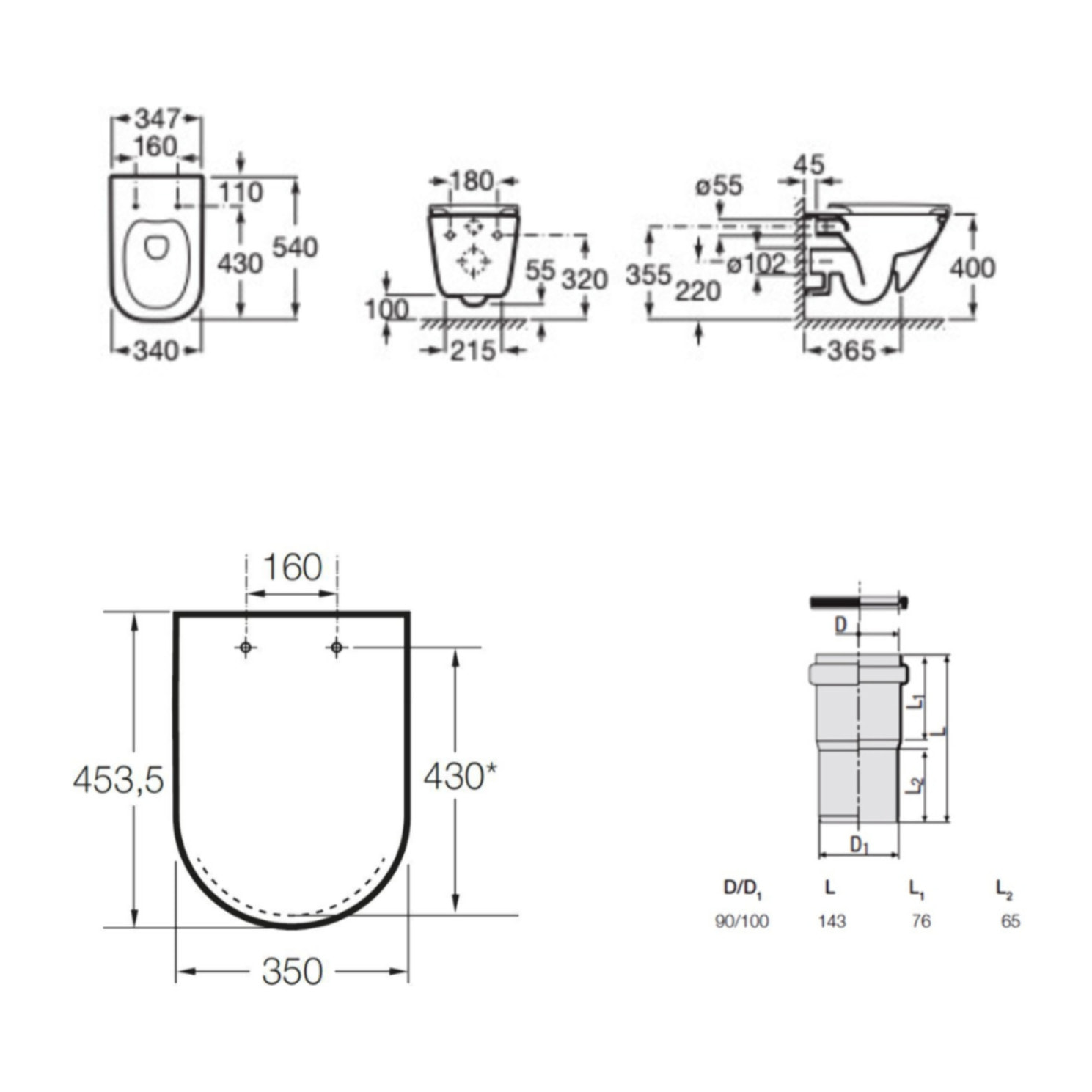 Pack WC bâti-support ECO 2L Swiss Aqua Technologies + WC suspendu Roca avec abattant SoftClose + plaque (STEROGAWR04-FR)