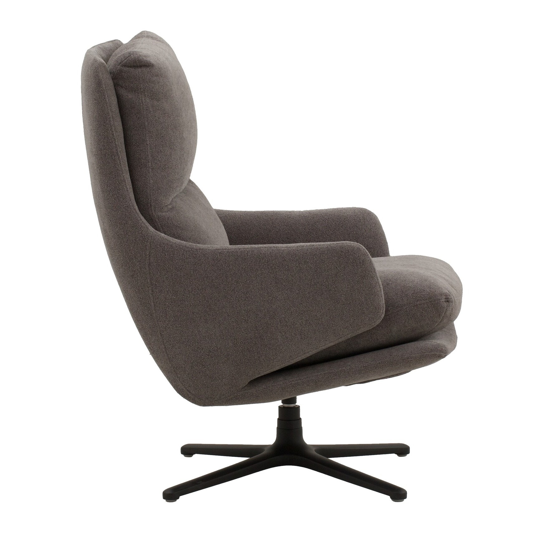 Poltrona girevole NEW ARLEY in tessuto grigio e base in metallo nero