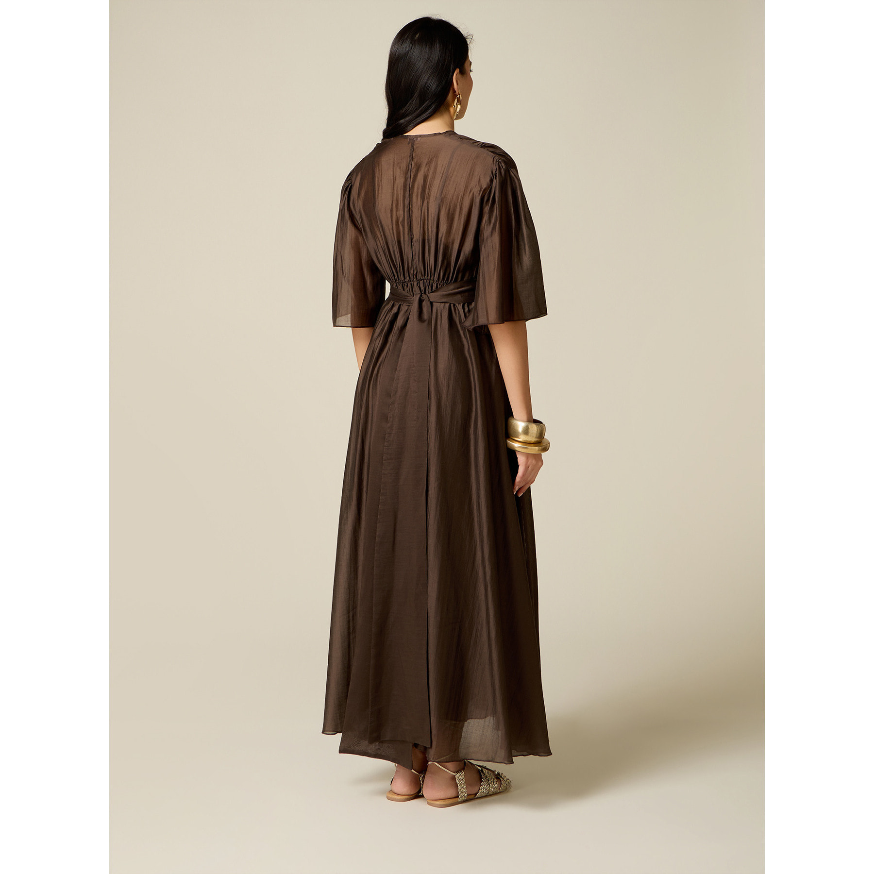 Oltre - Vestito lungo misto lyocell - Marrone
