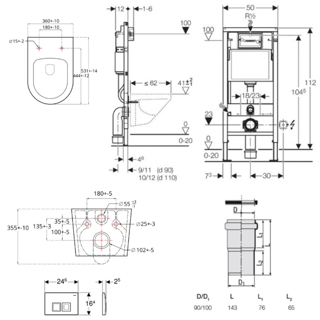 Pack WC Bati-support Geberit UP100 + WC sans bride Swiss Aqua Technologie + abattant ultra-fin