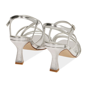 Sandali argento, tacco 7,5 cm