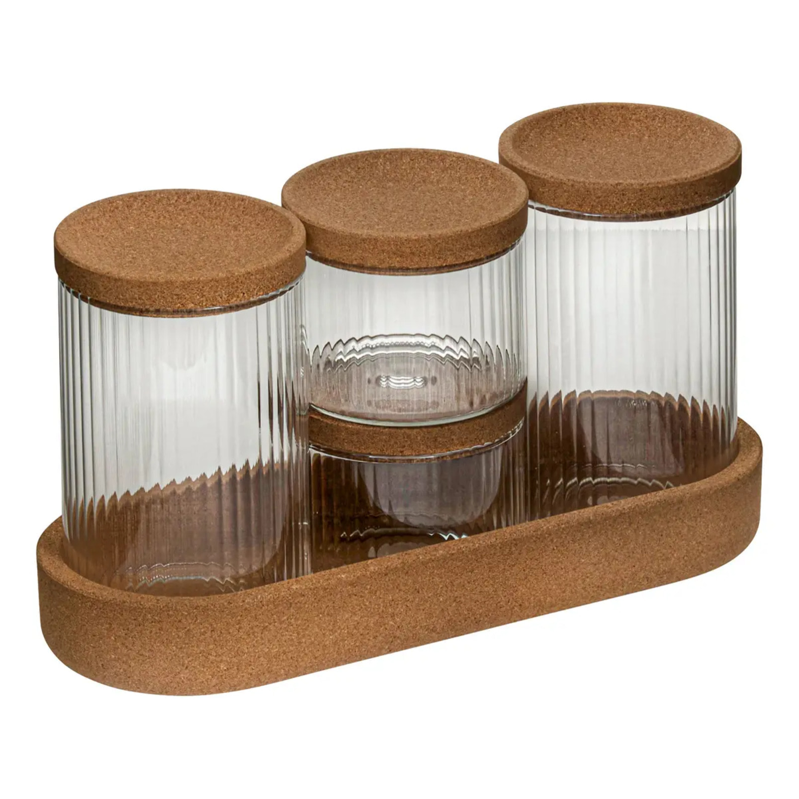 Lot de 4 organiseurs en verre avec support liège