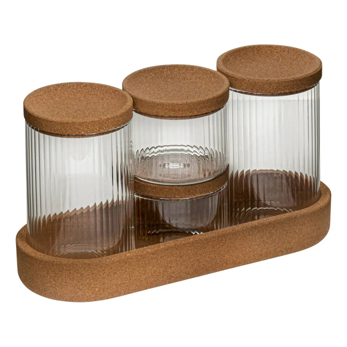 Lot de 4 organiseurs en verre avec support liège