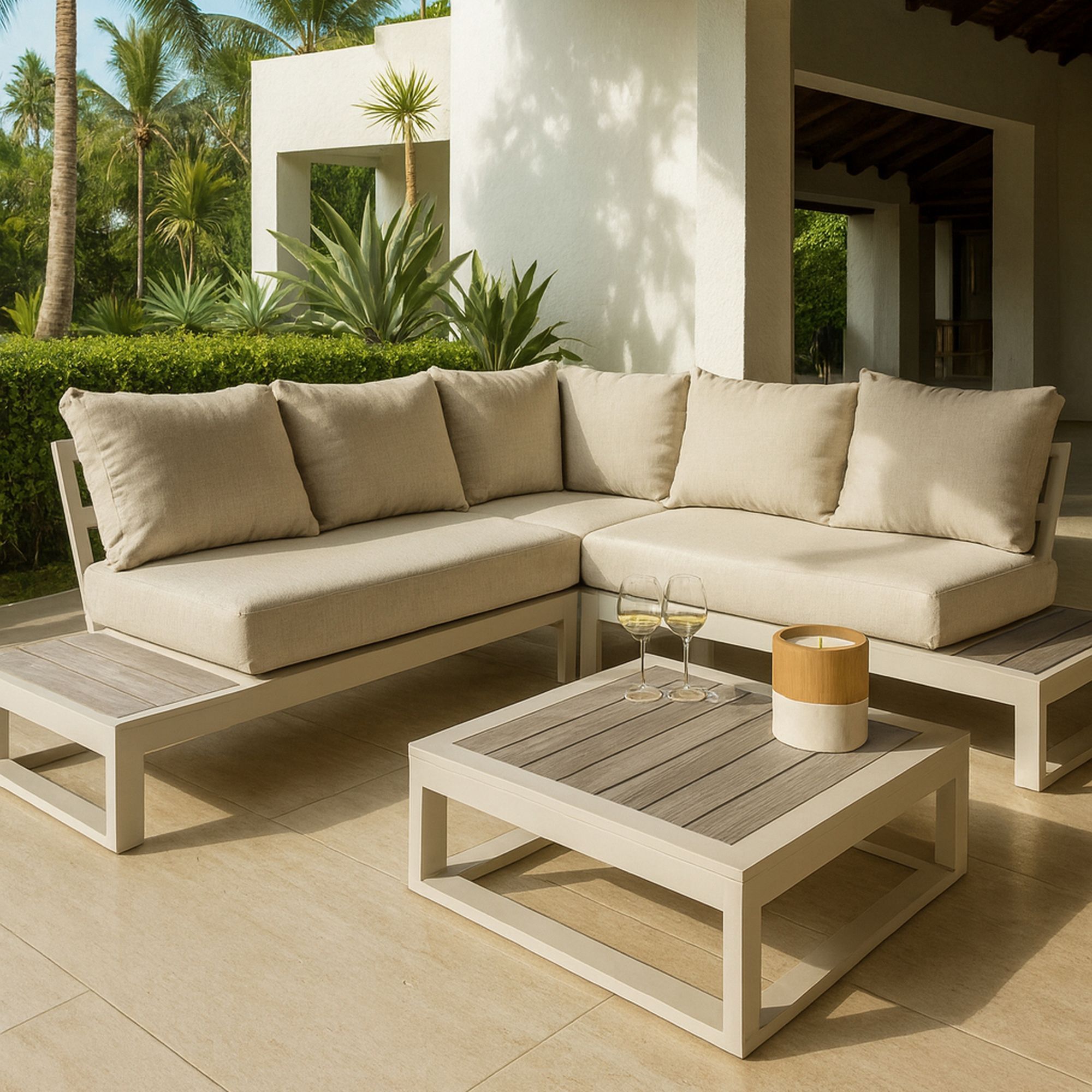 Salon de jardin 6 places en aluminium beige  RIVA BELLA