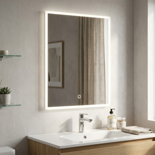 Miroir LED 60 x 80 cm avec éclairage 3 couleurs et capteur tactile SAT Feel (SATZFEELOBLED6080)
