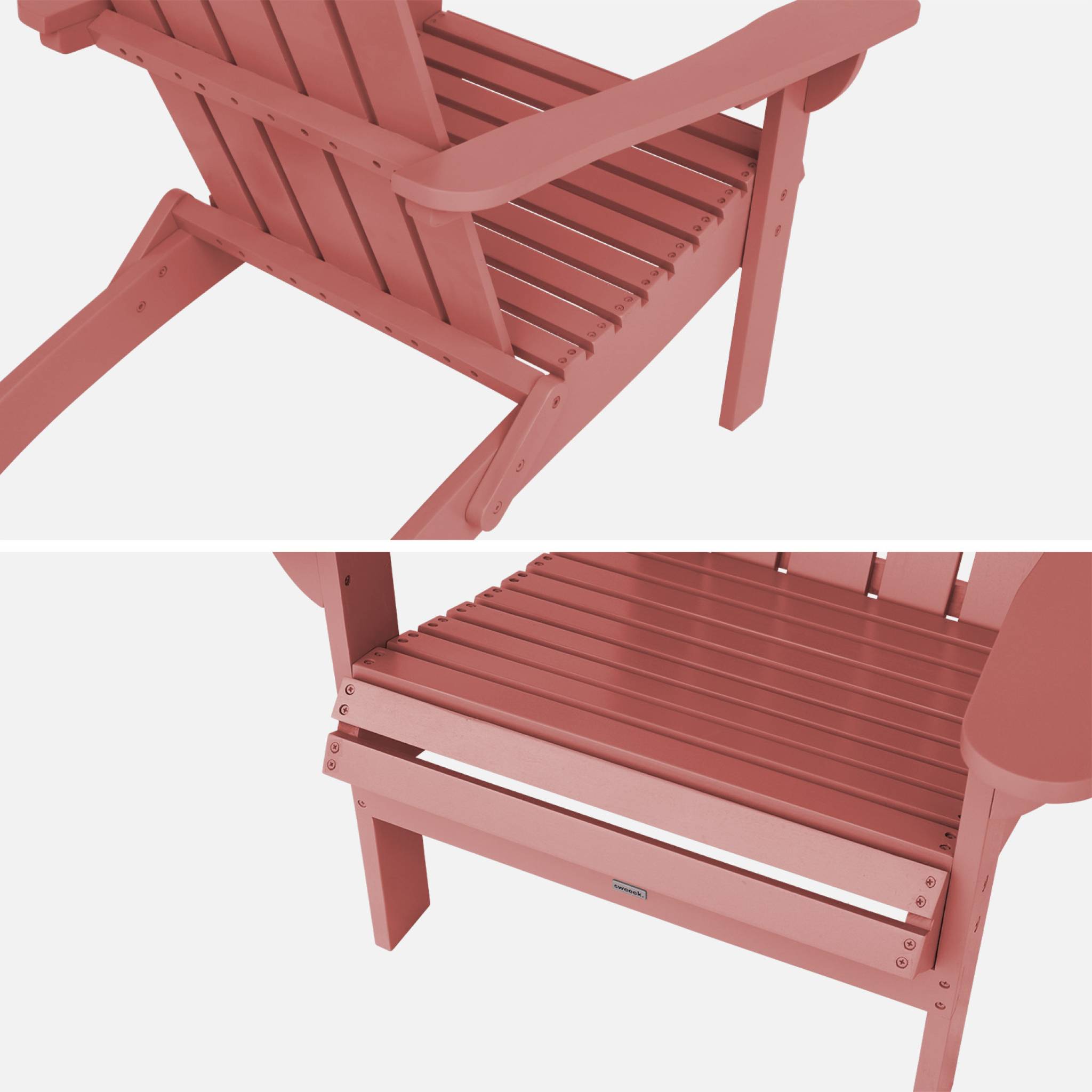 Fauteuil adirondack terracotta en bois d'acacia avec accoudoirs KERINA. plusieurs coloris. 90 x 71 x 91.5 cm