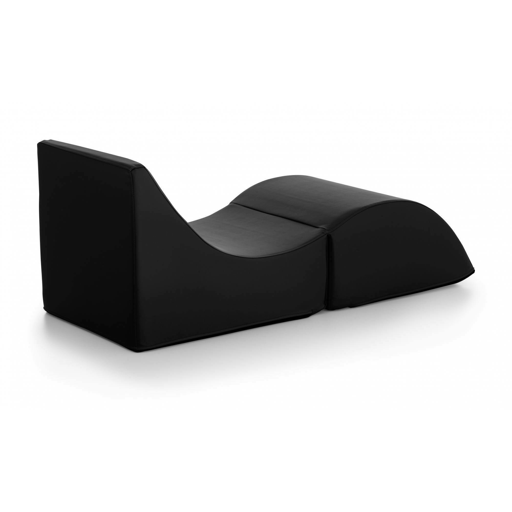 Letto pieghevole Andreina, Pouf trasformabile in letto singolo, 100% Made in Italy, Pouf trasformabile in una chaise longue in ecopelle, Cm 130x50h50, Nero