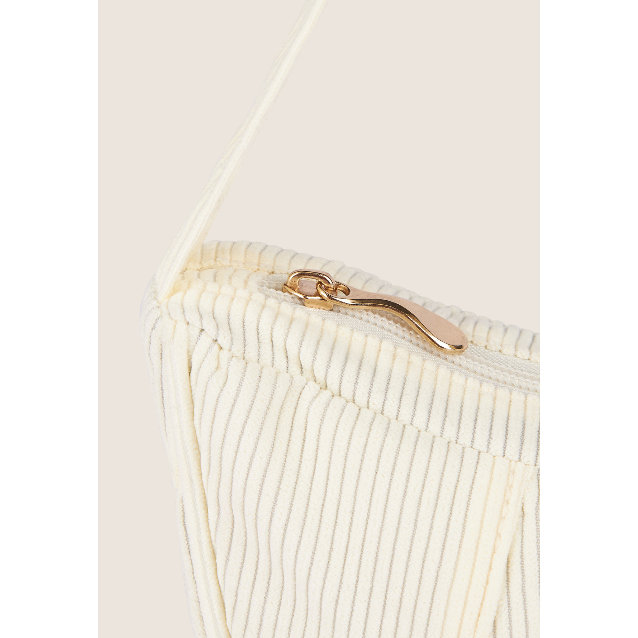 Borsa a spalla in velluto a coste con logo FY dorato