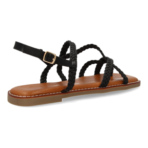 Sandalias planas de mujer, elegantes y comodas, diseño trenzado con cierre de hebilla ajustables