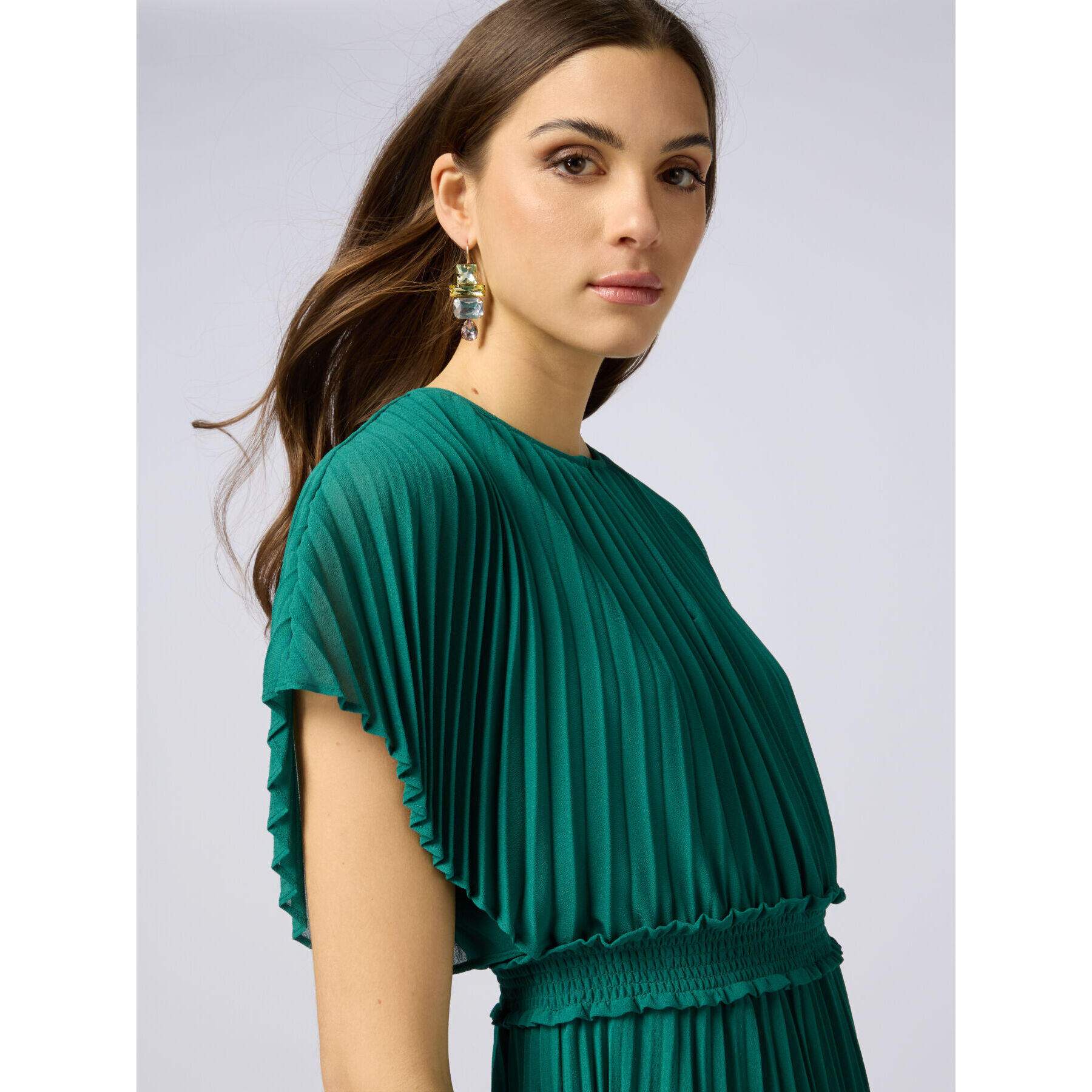 Oltre - Vestido largo de georgette plisado - Verde