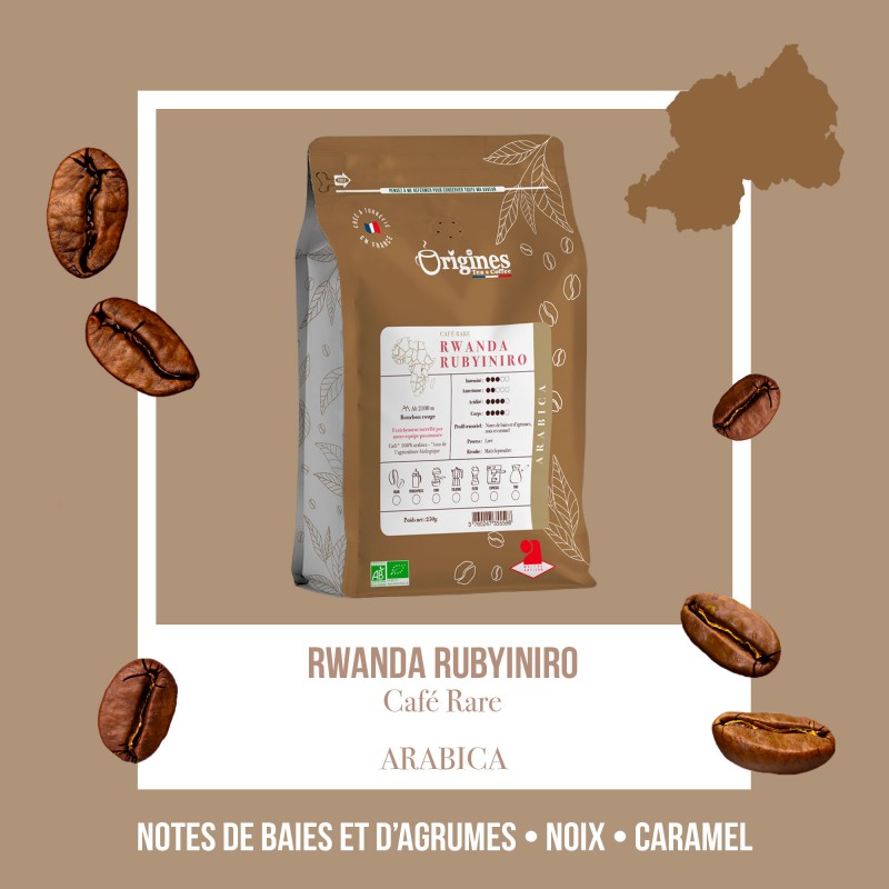 Café Rare Bio - Rwanda Rubyiniro - Pur Arabica - Grain 250g