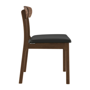 Lot de 2 chaises en cuir synthétique noir et bois foncé - Lana