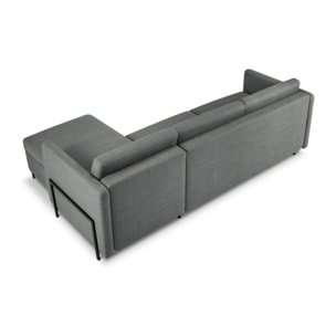 Canapé d'angle droit convertible avec coffre de rangement "Yanis" 4 places en tissu structurel gris