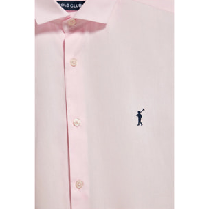 Camisa slim de popelín rosa con logo bordado Rigby Go