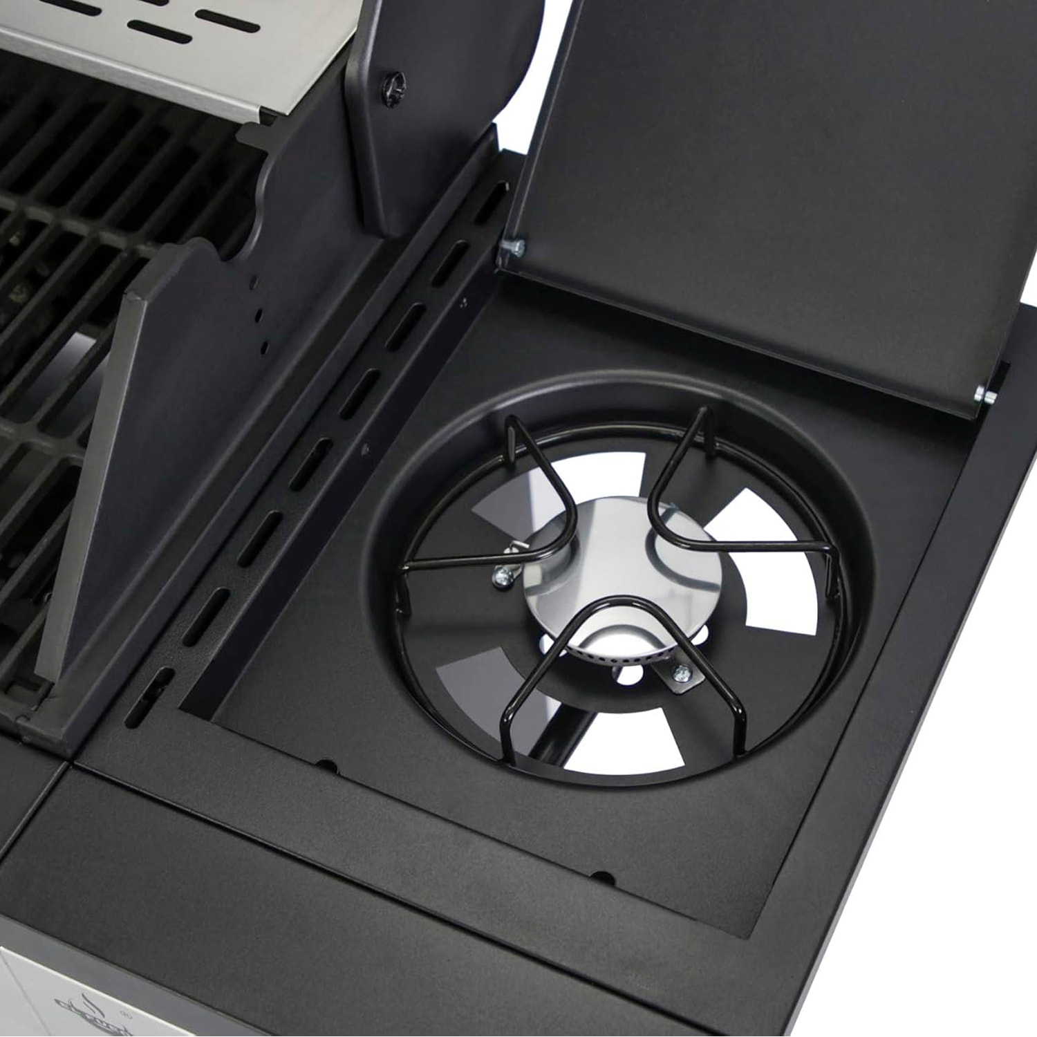 Barbecue a gas con 6+1 bruciatori e termometro integrato.