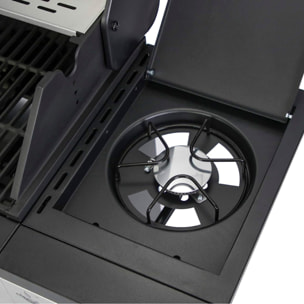 Barbecue a gas con 6+1 bruciatori e termometro integrato.