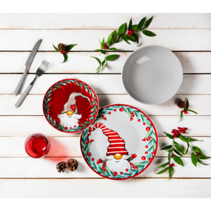 Service de table 18 pièces Excelsa - Holly Gnome, porcelaine et grès rouge