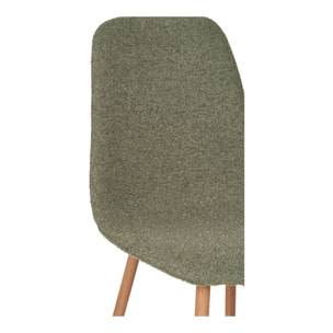 Set 2 sedie da pranzo Stockholm in Bouclé Verde Scuro con Gambe Effetto Legno