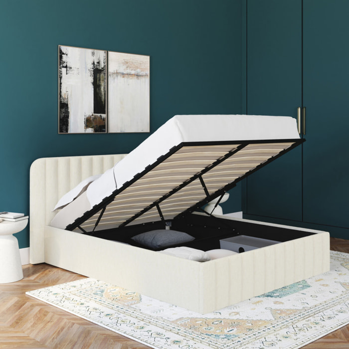 Lit coffre Valentina 140x190cm tissu bouclette