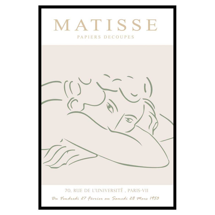 Affiche encadrée portrait minimaliste matisse Affiche + cadre en métal - Noir