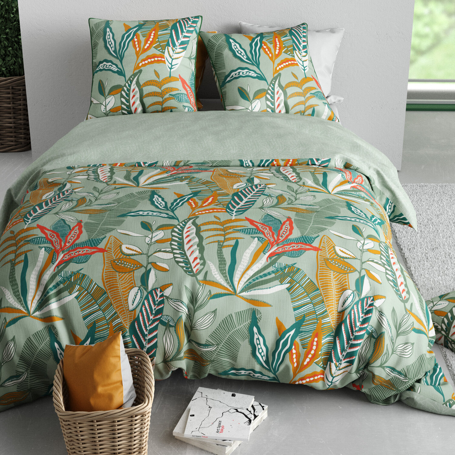 Parure housse de couette + taie(s) 100% coton 57 fils lily